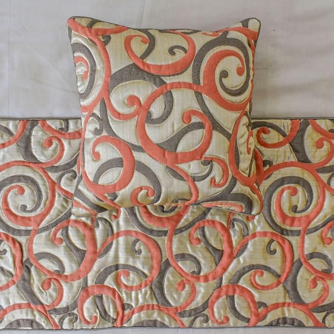 The HomeCentric King/Queen/Twin Orange Designer King 90"x18" Bed Runner - Image 3