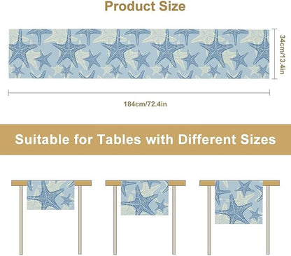 Coastal Starfish Kitchen Table Runner Nautical Beach Seaside Ocean Blue Gray - Image 3