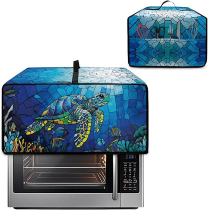 Glass Painting Sea Turtle Print Microwave Oven Cover Dustproof Toaster Oven - Image 2