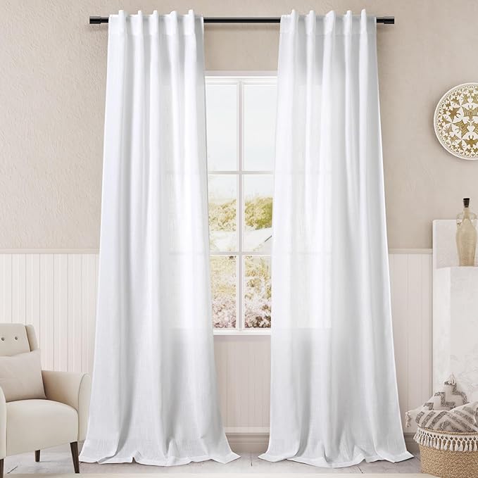 White Linen Curtains 84 Inches Long by Nanspring