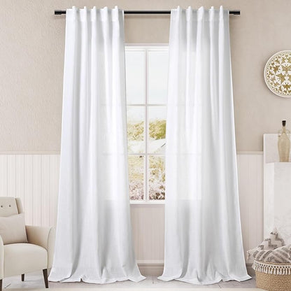 White Linen Curtains 84 Inches Long by Nanspring