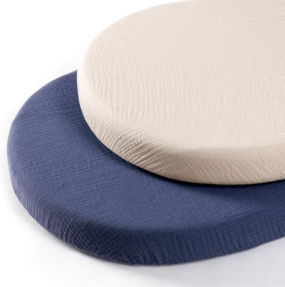 lulumoon Baby Muslin Bassinet Sheets: Cotton Bassinet Sheets Neutral by Lulumoon