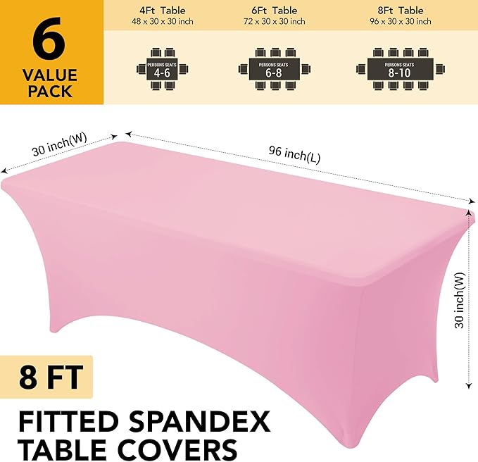 6-Pack Premium Pink Spandex Tablecloths - Image 6