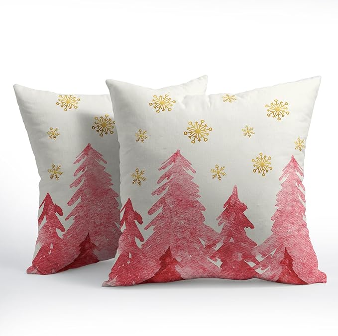 Christmas Tree Throw Pillow 22x22 Inch Set of 2 Cover Winter Christmas - Image 2