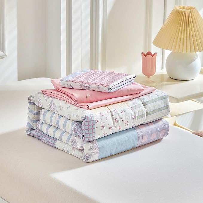 Joyreap 4 Piece Cotton Toddler Bedding Set- Colorful Flowers Patchwork Design - Image 6