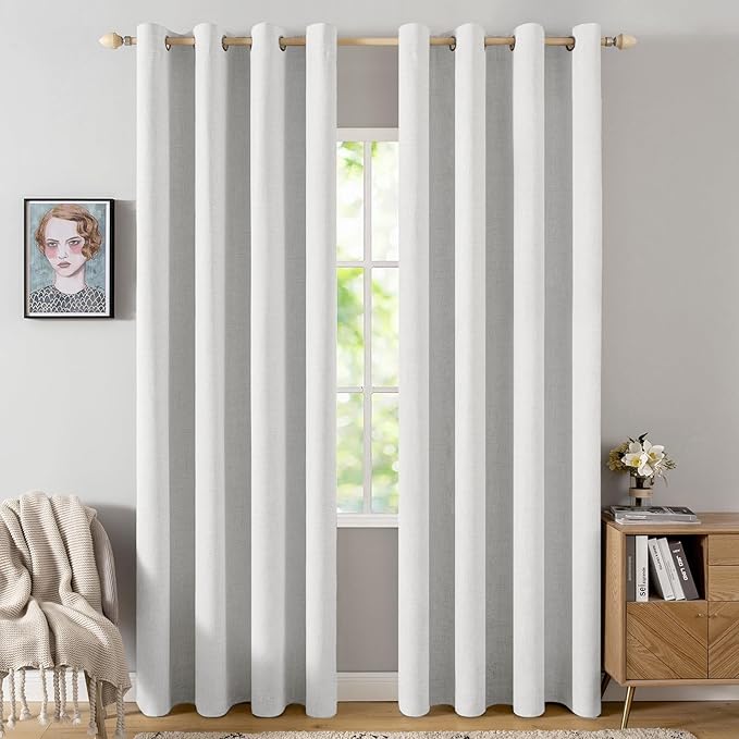 MIULEE 100% Blackout Linen Textured Curtains by MIULEE