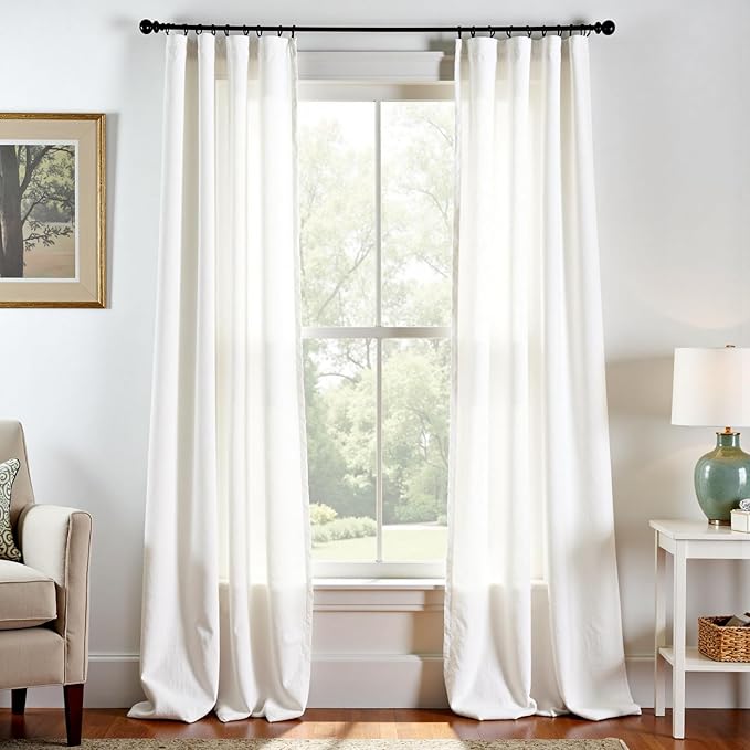 jinchan Off White Linen Blend Curtains 96 inch Length 2 Panels by JINCHAN