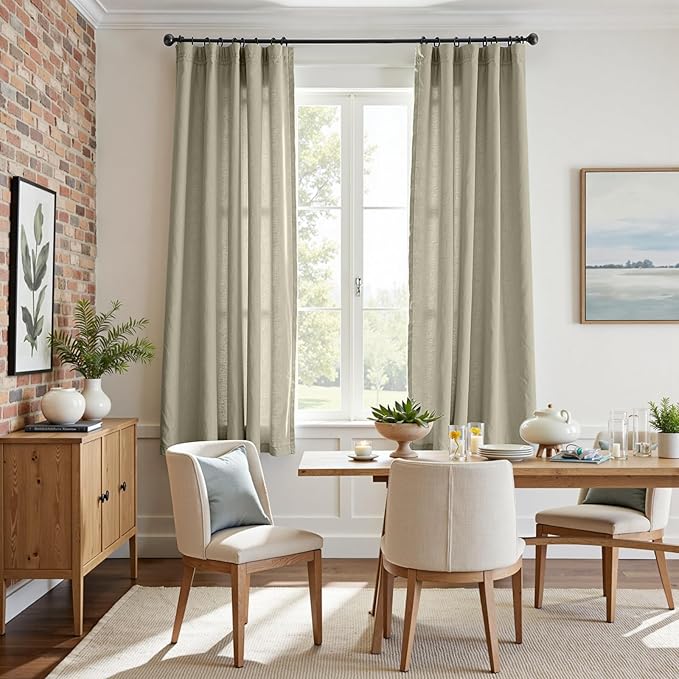 jinchan Linen Blend Curtains 72 inch Length 2 Panels - Image 3