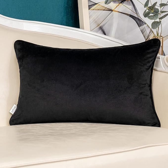 Yangest Black Striped Patchwork Throw Pillow Cover Gold Leather Cushion Cover - Image 2