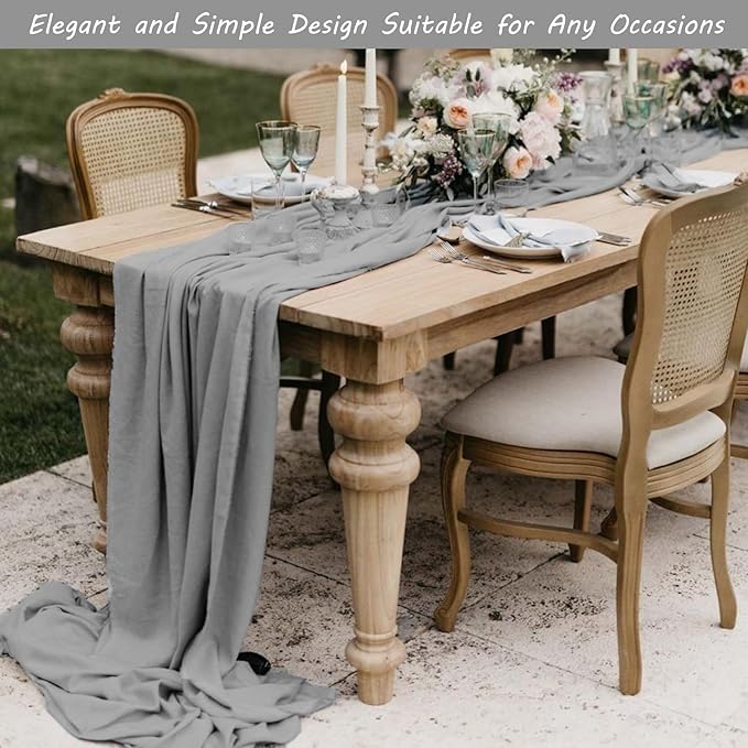 Fivenl 12 Pack Cheesecloth Table Runner 35x72 Inch Boho Gauze Table Runner - Image 7