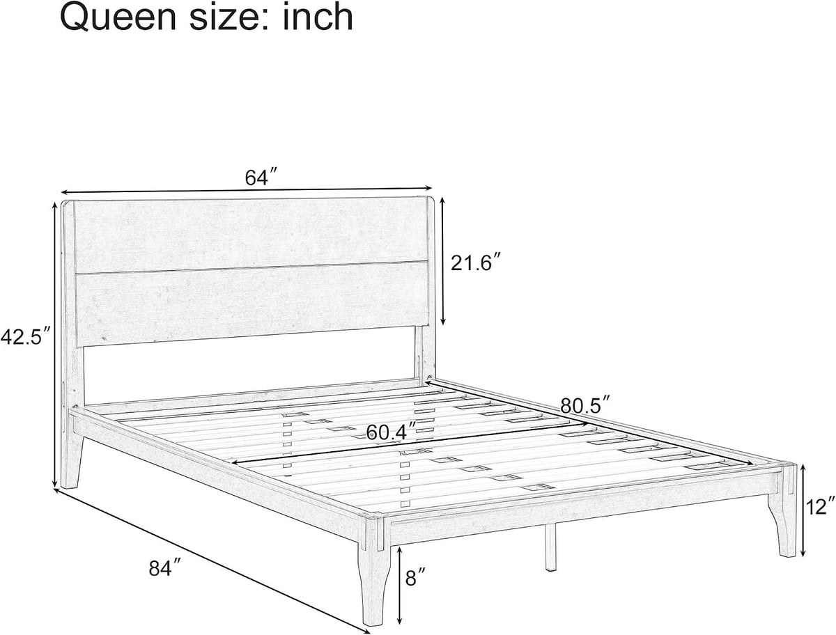 merax queen size bamboo platform bed frame with shown in use