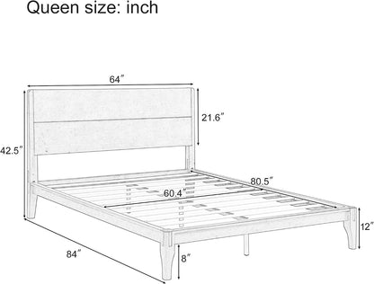merax queen size bamboo platform bed frame with shown in use