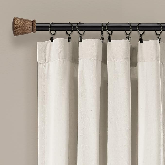 Lush Decor Linen Button Window Curtain Panel, Off White - Image 2