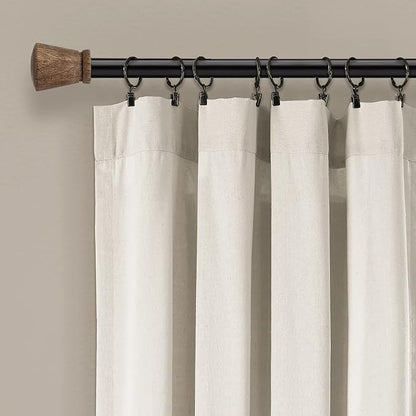 Lush Decor Linen Button Window Curtain Panel, Off White - Image 2