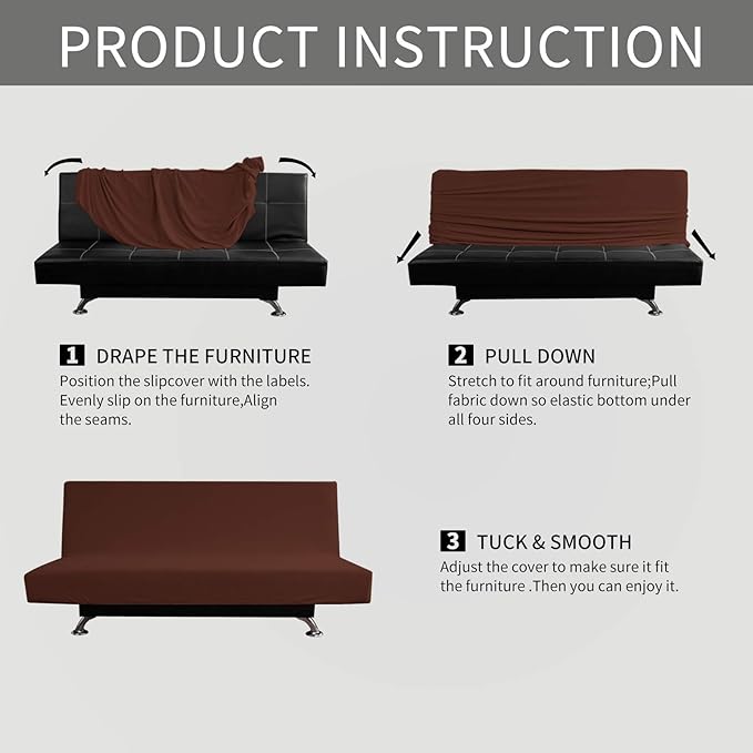 Easy-Going Stretch Futon Sofa Slipcover Armless Sofa Bed Cover Furniture - Image 6