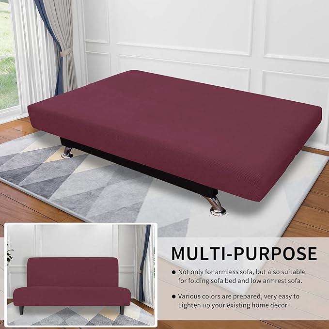 Easy-Going Stretch Futon Slipcover Armless Futon Bed Cover Furniture Protector - Image 4