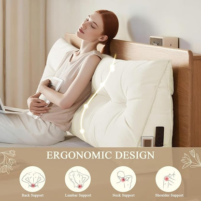 Headboard Pillow King, Large Triangular Wedge Headboard Pillow - Image 2