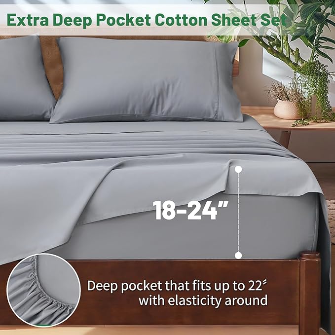 Extra Deep Pocket King Sheets 18-24 Inch 1000 Thread Count 100% Egyptian Cotton - Image 2