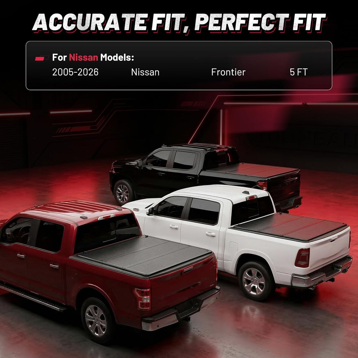 bdfhyk tri-fold truck bed tonneau cover for nissan shown in use