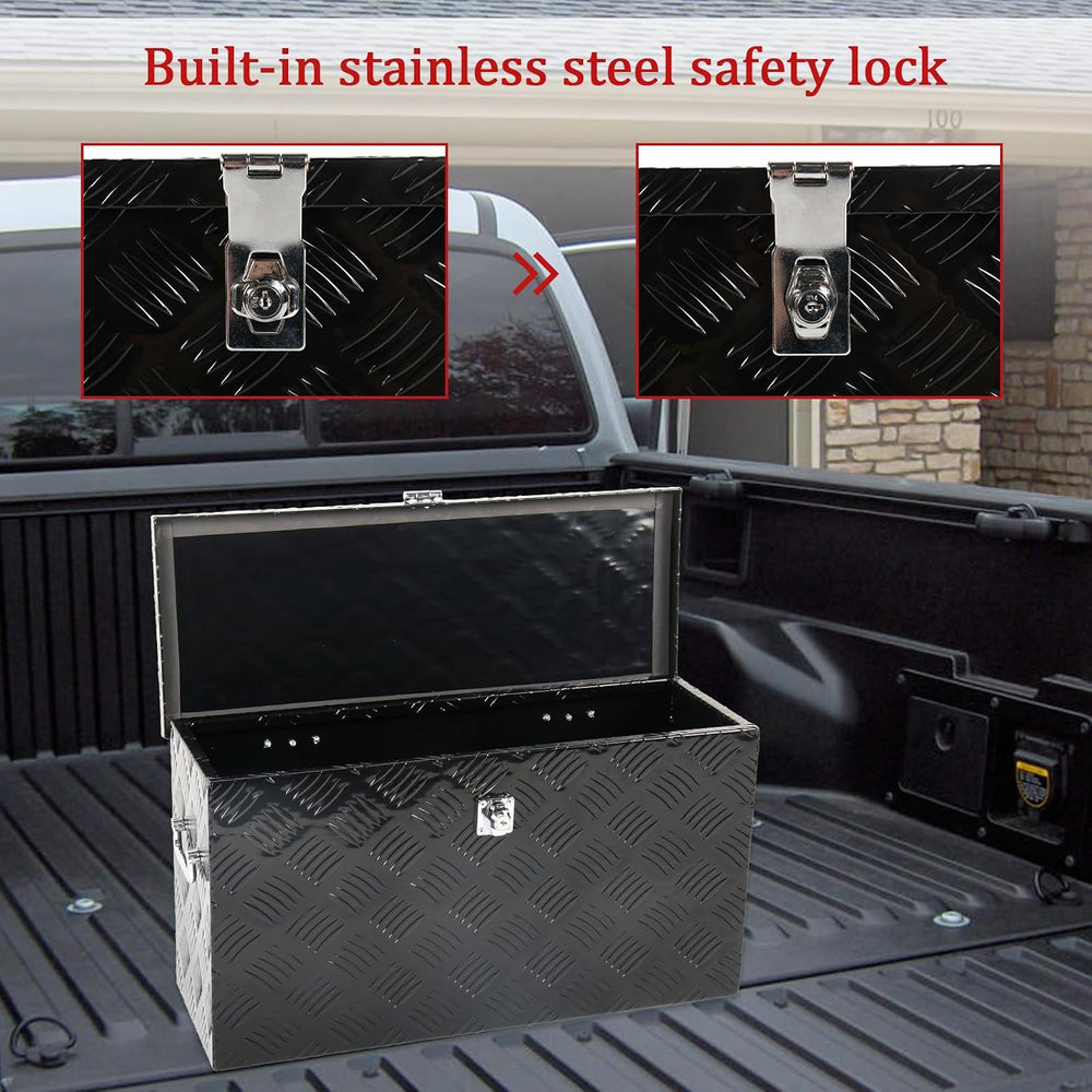24'' Inch Stripes Plated ATV UTV Aluminum Tool Box Truck Bed