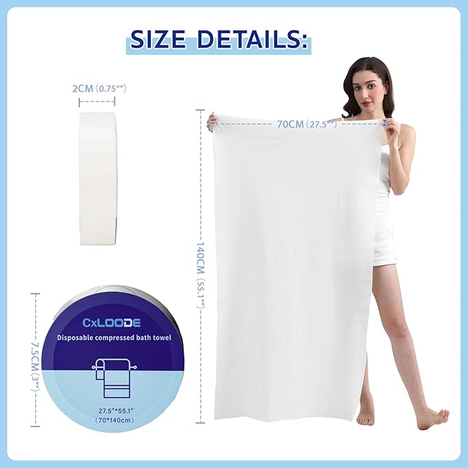 Disposable Bath Towels, Large Compressed Towel Tablets Disposable Towels - Image 2