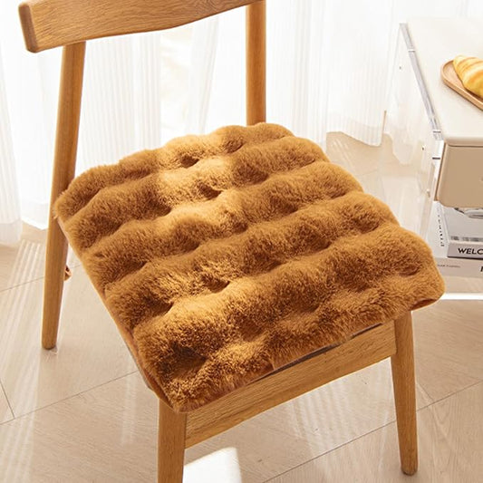 Square Faux Fur Seat Cushion, Faux Rabbit Fleece Chair Pad, Winter Thick Plush by Unknown