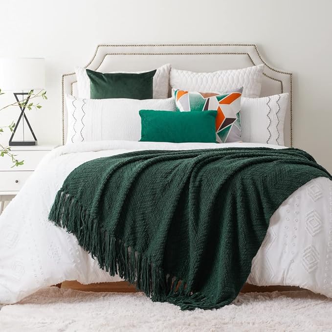 BATTILO HOME Forest Green Throw Blanket Couch, Knit Christmas Throw Blanket - Image 5