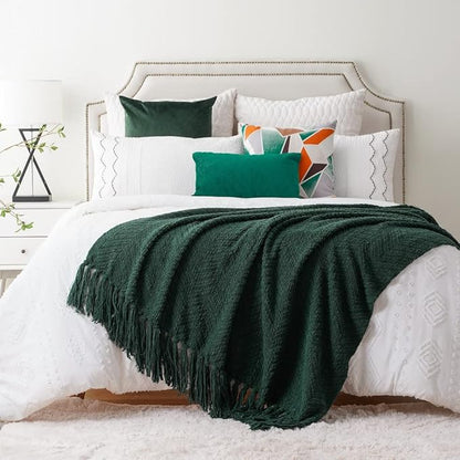 BATTILO HOME Forest Green Throw Blanket Couch, Knit Christmas Throw Blanket - Image 5