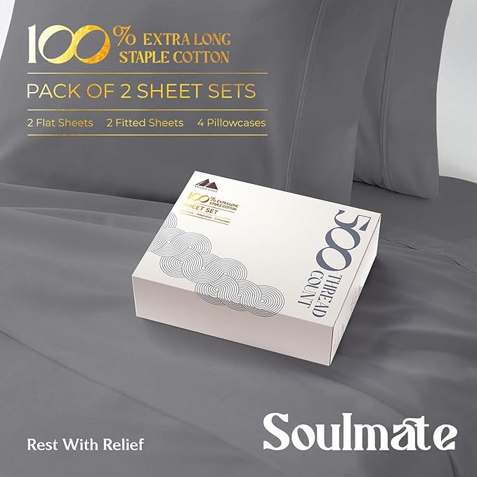 Mayfair Linen 100% Egyptian Cotton 2 Pack Twin Sheet Set - Image 4