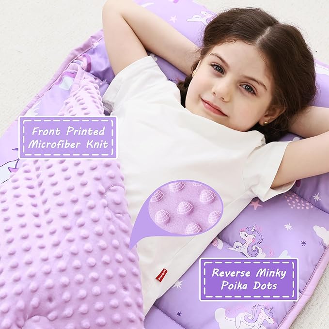 Toddler Nap Mat with Pillow and Blanket, Extra Large Rolled Napping Mats - Image 2