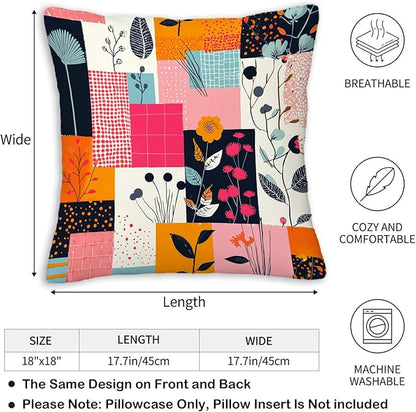 Throw Pillow Covers 18x18 Set of 2, Modern Flowers Cushion Covers, Decorative - Image 3