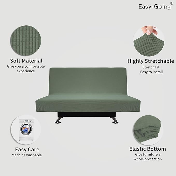 Easy-Going Stretch Futon Slipcover Armless Futon Bed Cover Furniture Protector - Image 3