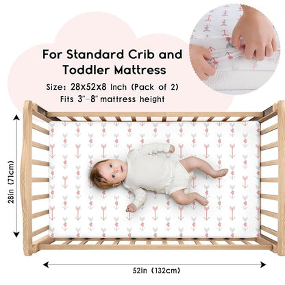 Yoofoss Baby Crib Sheets for Boys Girls, Fitted Crib Sheet 2 Pack for Standard - Image 2