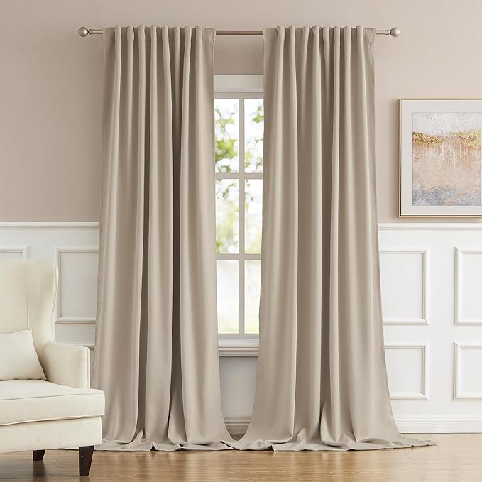 DUALIFE Room Darkening Curtains/Drapes 102 Inches Long, Light Blocking Privacy by DUALIFE