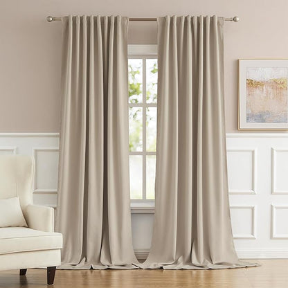 DUALIFE Room Darkening Curtains/Drapes 102 Inches Long, Light Blocking Privacy by DUALIFE