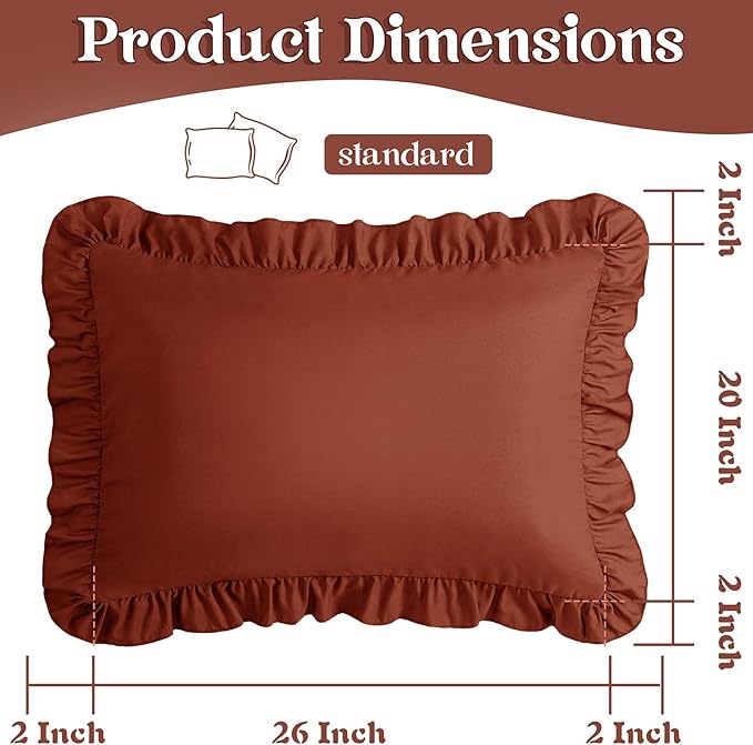 KKJIAF Ruffle Pillow Cases Standard Size Set of 2, Ruffled Pillow Covers - Image 3