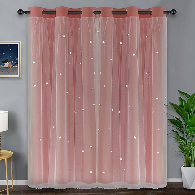 Kinryb Starry Kids Curtains Decorative Light Blocking Blackout Curtains - Image 4