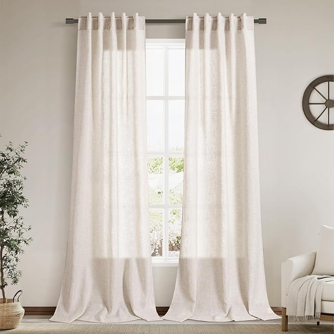 Nanspring Linen 102 Inch Long Curtains by Nanspring