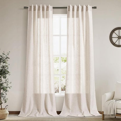 Nanspring Linen 102 Inch Long Curtains by Nanspring