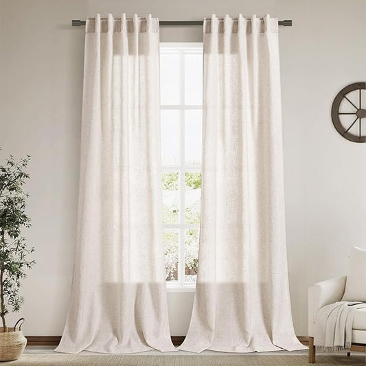 Nanspring Linen 102 Inch Long Curtains by Nanspring