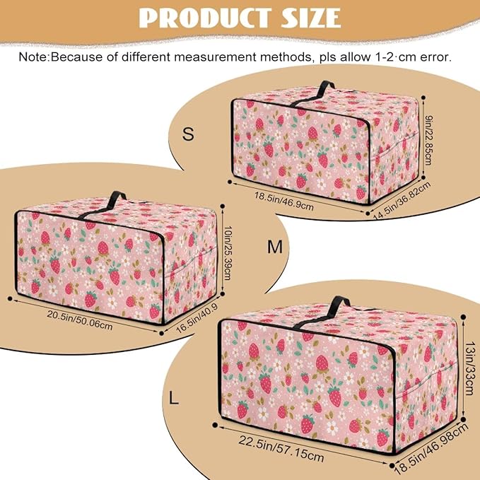 Pink Strawberry Cherry Blossom Print Microwave Oven Dust Cover Toaster Oven - Image 7