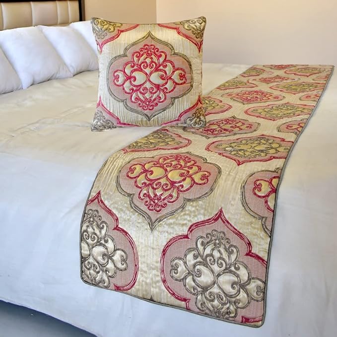 The HomeCentric King/Queen/Twin Pink Decorative CA King 86"x18" Bed Runner - Image 4