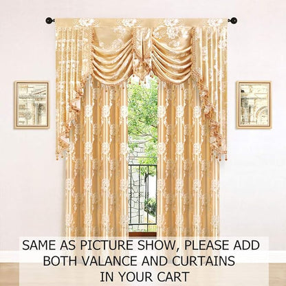 ELKCA Golden Jacquard Swag Waterfall Valance - Image 2