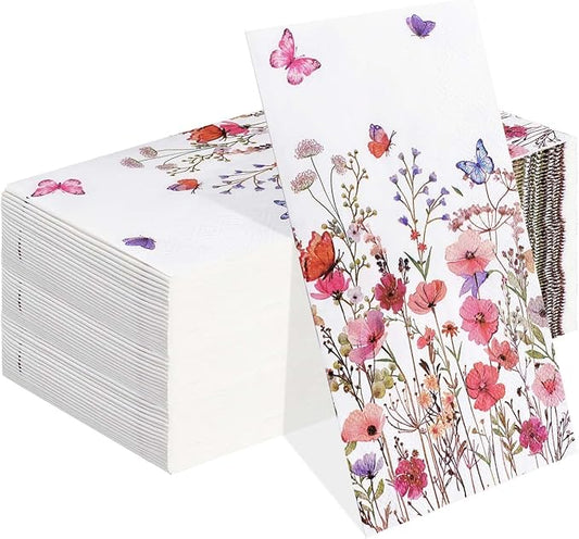 HEIPINIUYE 50 Pieces Spring Floral Paper Napkins 3-ply Wildflower Guest Napkins by HEIPINIUYE