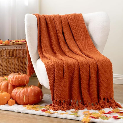 BATTILO HOME Burnt Orange Throw Blanket - Image 4