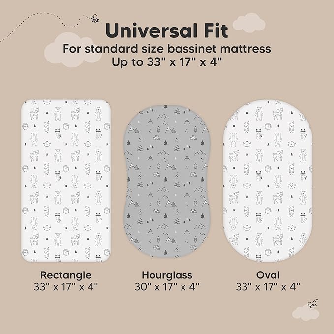 2-pk Waterproof Bassinet Sheets Girls, Cotton - Image 4