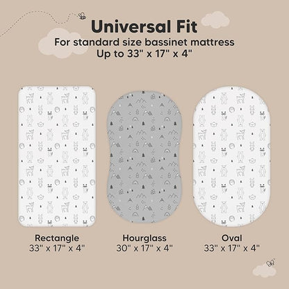 2-pk Waterproof Bassinet Sheets Girls, Cotton - Image 4