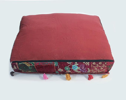 CRAFT KALA Indian Square Patchwork Traditional Pouf Cover Indian Living Room - Image 8