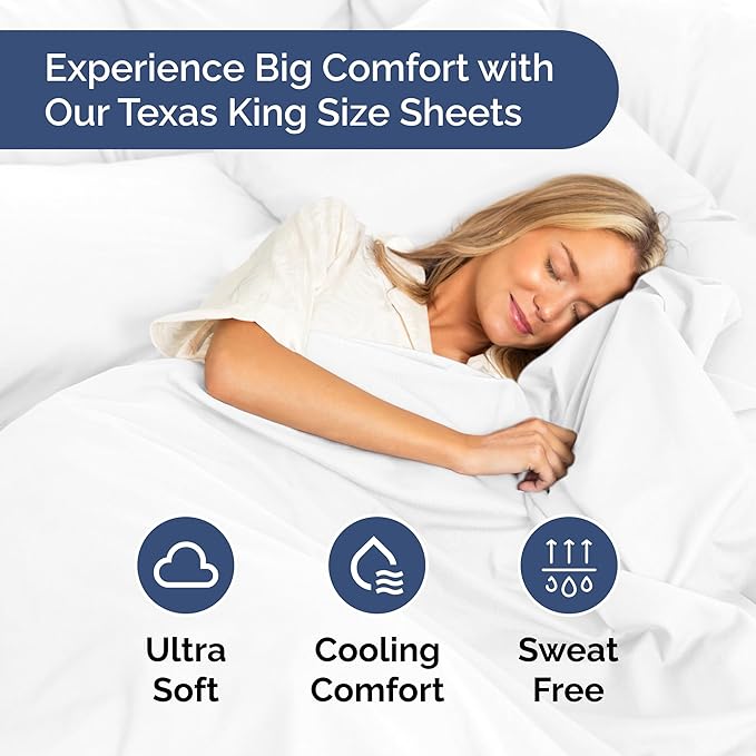 Texas King Sheets – 4 PC Luxury Texas King Bed Sheets 98x80 - Image 4