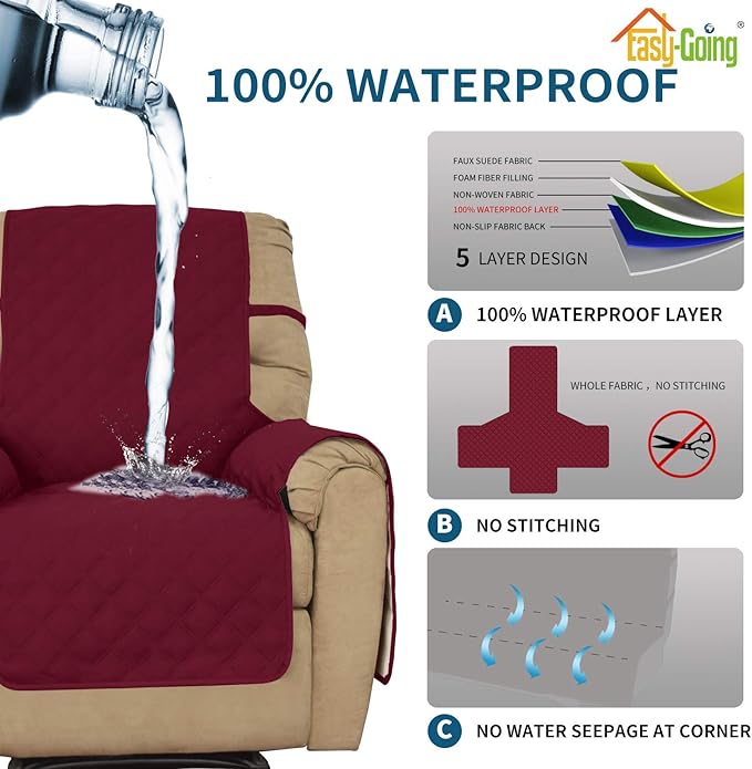 Easy-Going Sofa Slipcover Waterproof Oversized Recliner Chair Cover Non-Slip - Image 3